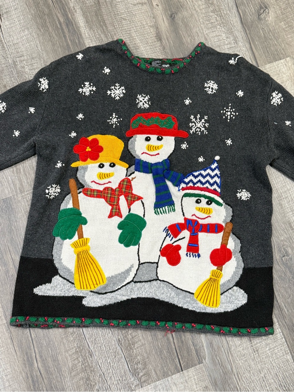 Vintage VTG Designers Originals Ho Ho Ho Christmas snowman sweater Small